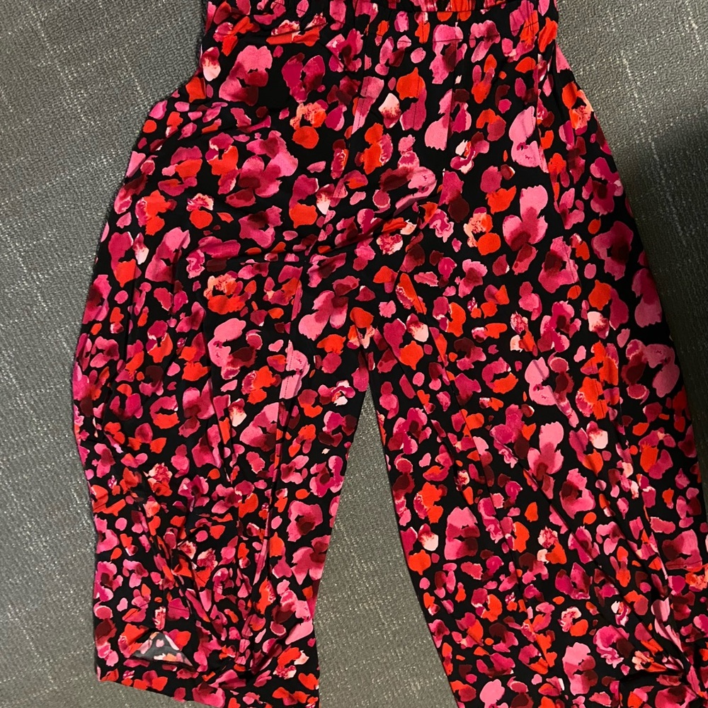 Bold Red and Pink Floral Pants